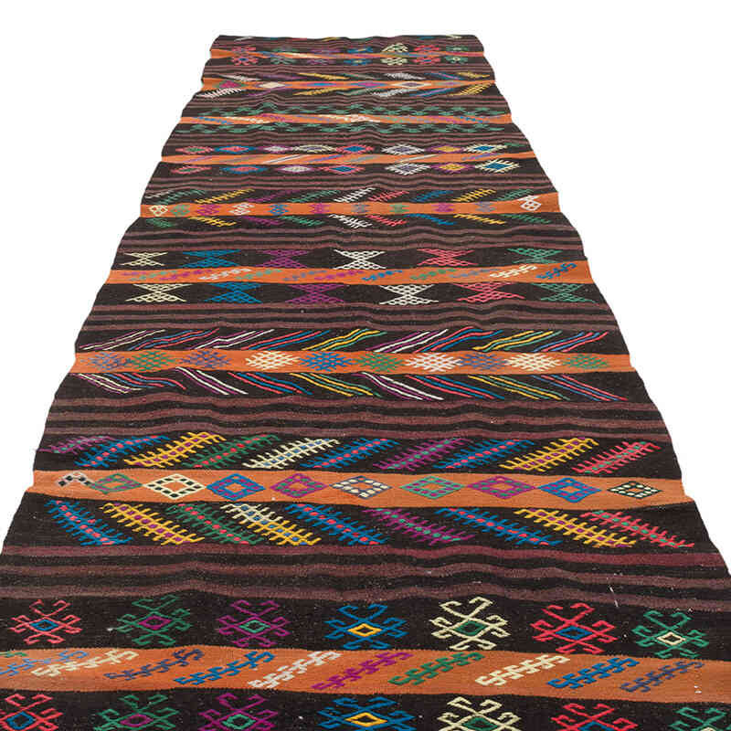 Vintage Turkish Kilim Runner - 3' 7" x 12' 4" (43" x 148") - K0069554