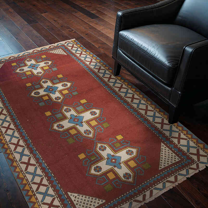 Alfombra Vintage Turca Anudada a Mano - 126 cm x 177 cm - K0069570