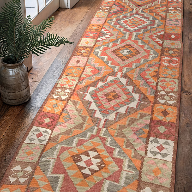 Alfombra Kilim Tribal Vintage - 95 cm x 320 cm - K0069692