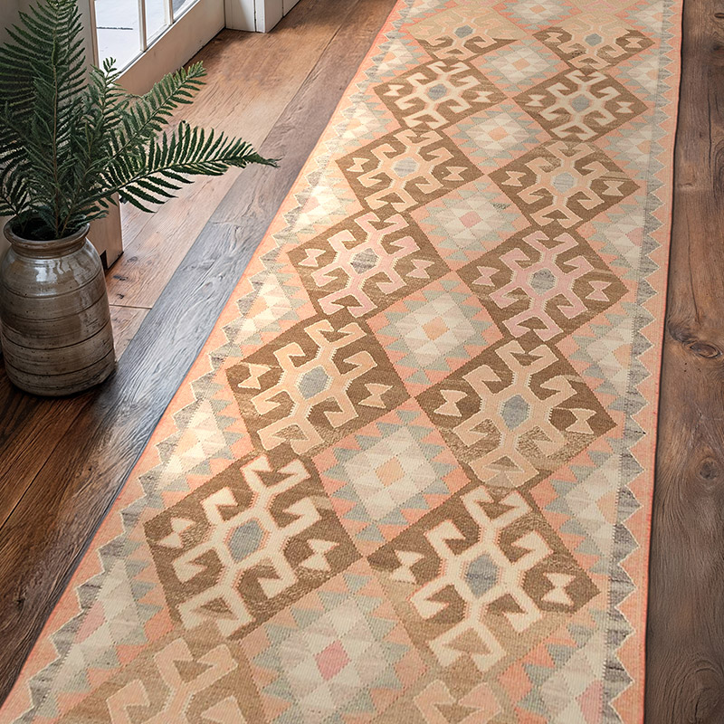 Vintage Tribal Kilim Runner - 3' 3" x 11' 7" (39" x 139") - K0069723