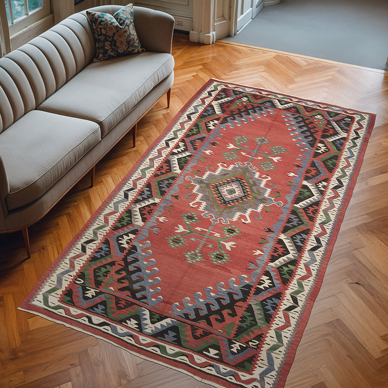 Vintage Oushak Kilim Rug - 5' 5" x 9' 7" (65" x 115") - K0069754