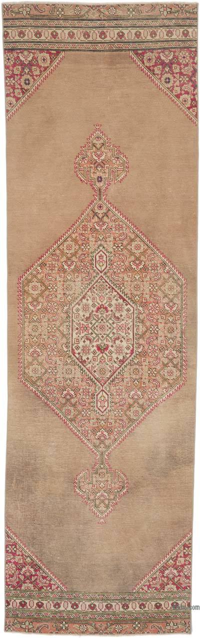 Vintage Turkish Hand-Knotted Runner - 3' 3" x 10' 7" (39" x 127")
