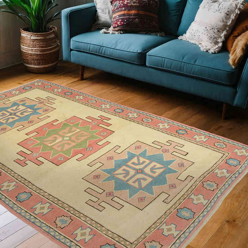 El Dokuma Vintage Halı - 132 cm x 203 cm - K0069820