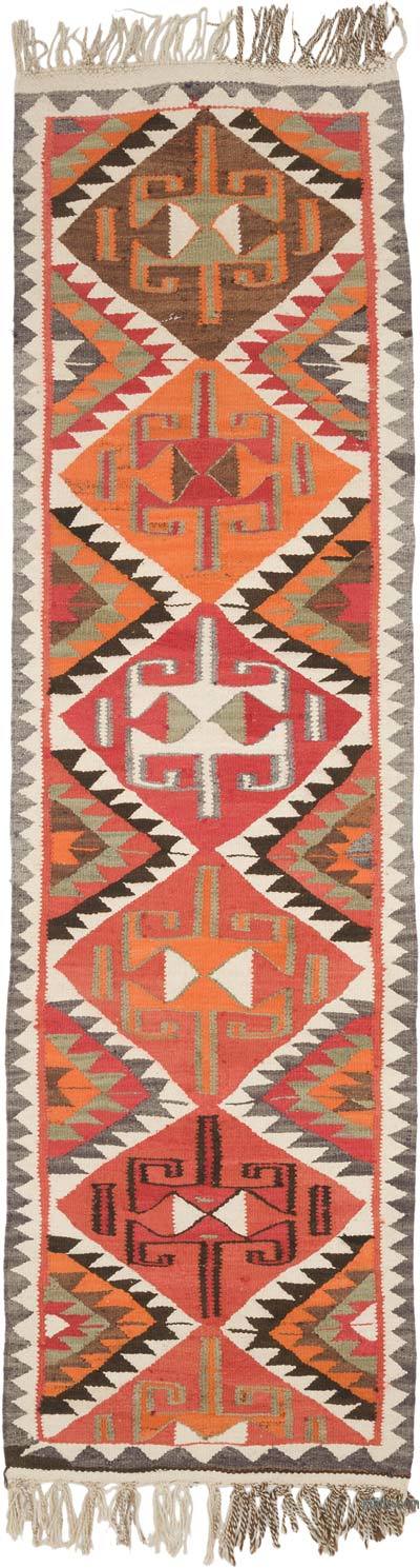 Vintage Tribal Kilim Runner - 3' 1" x 10' 9" (37" x 129")