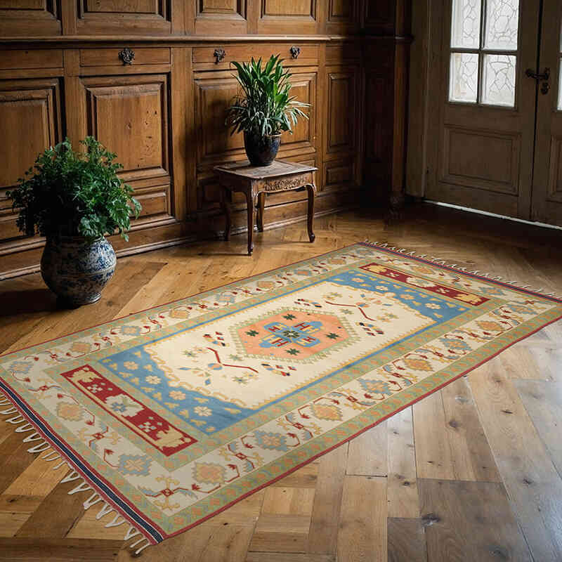 El Dokuma Vintage Halı - 126 cm x 221 cm - K0069870