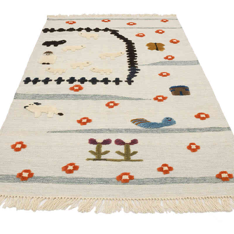 New Handwoven Turkish Kilim Rug - 3' 10" x 6' 6" (46" x 78") - K0070234
