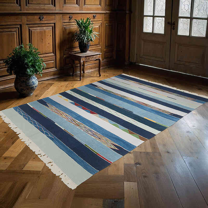 New Handwoven Turkish Kilim Rug - 5' 4" x 7' 5" (64" x 89") - K0070249