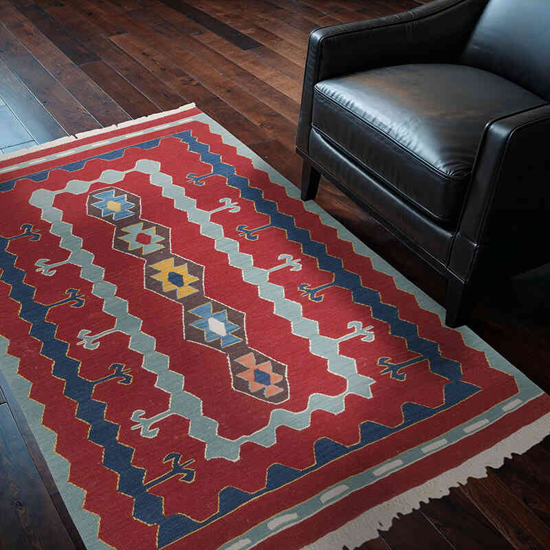 New Handwoven Turkish Kilim Rug - 4' 1" x 5' 10" (49" x 70") - K0070261