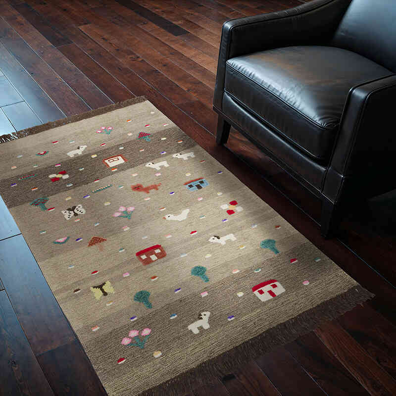New Handwoven Turkish Kilim Rug - 3' 2" x 5'  (38" x 60") - K0070269