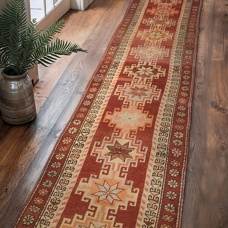Alfombra Vintage de pasillo - 90 cm x 398 cm - K0070279