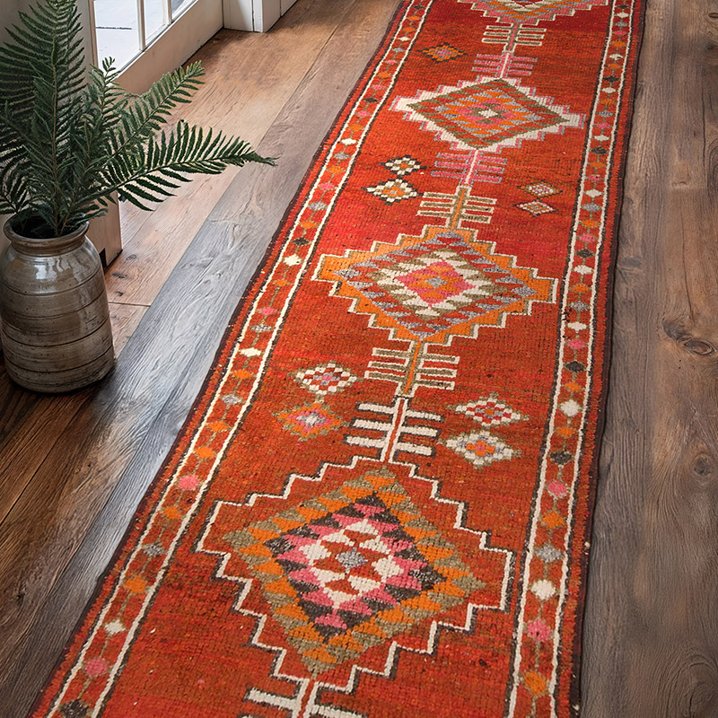 Alfombra Vintage de pasillo - 90 cm x 385 cm - K0070320