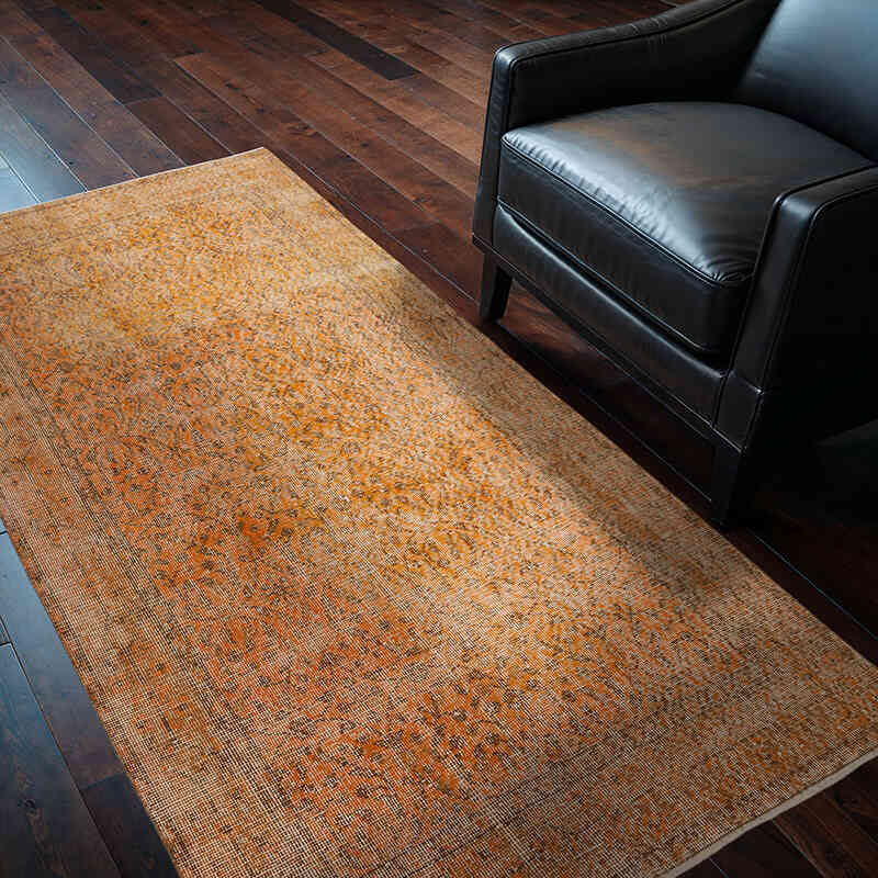 Boyalı El Dokuma Vintage Halı - 117 cm x 204 cm - K0070398