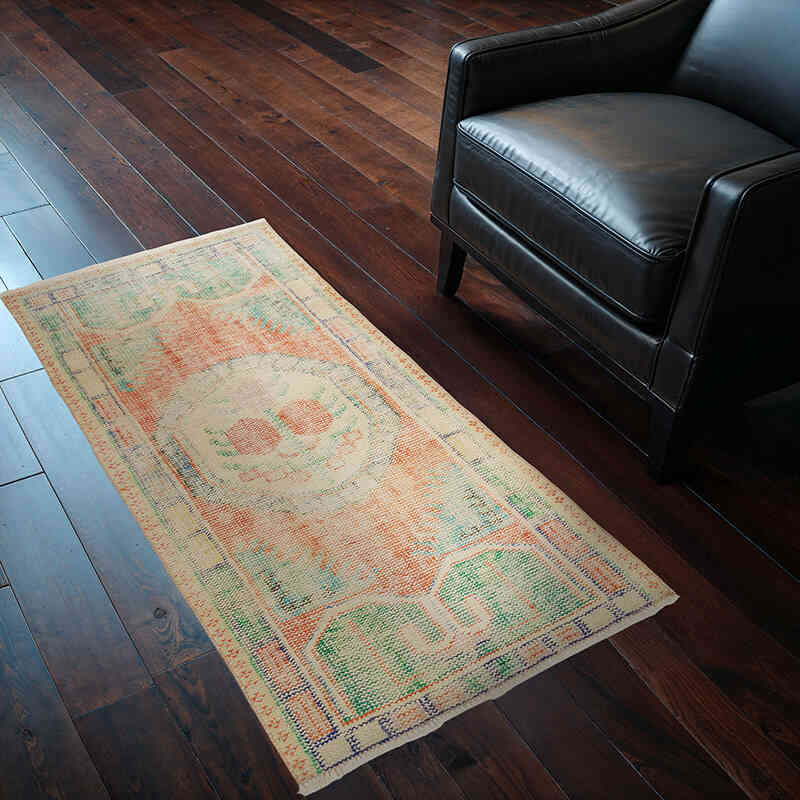 Alfombra Vintage Turca Anudada a Mano - 76 cm x 143 cm - K0070450