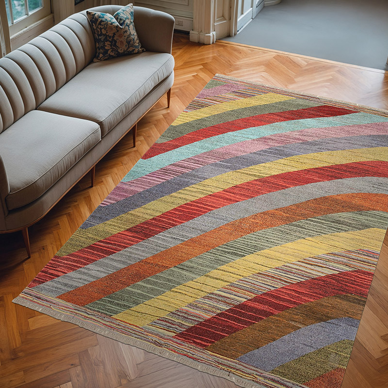 New Turkish Handwoven Kilim Rug - 7' 3" x 10' 6" (87" x 126") - K0070491