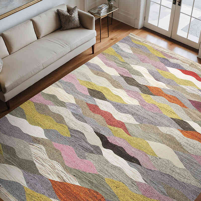 New Turkish Handwoven Kilim Rug - 9' 6" x 12' 1" (114" x 145") - K0070497