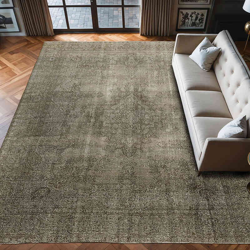 Overdyed Vintage El Dokuma Oryantal Halı - 290 cm x 380 cm - K0070514