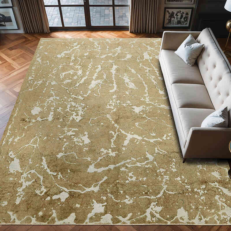 Alfombra Oriental Vintage Teñida a Mano Sobretintada - 287 cm x 378 cm - K0070525