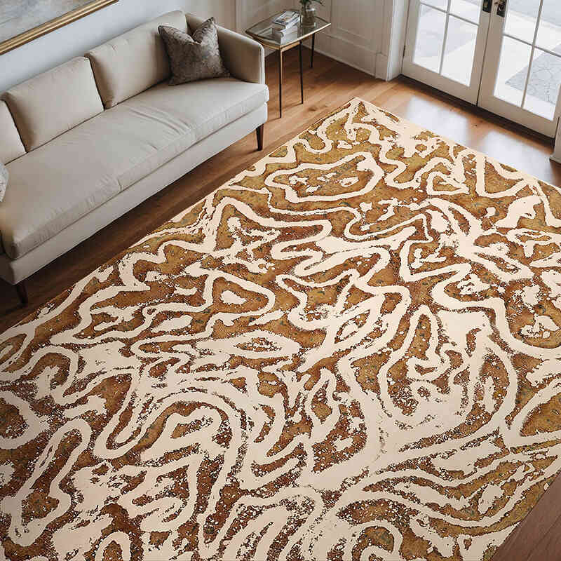 Alfombra Oriental Vintage Teñida a Mano Sobretintada - 259 cm x 350 cm - K0070526