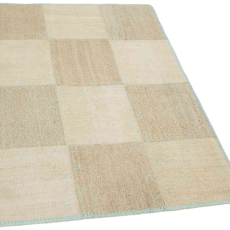 Alfombra Kilim de Cáñamo con Patchwork - 93 cm x 128 cm - K0070543