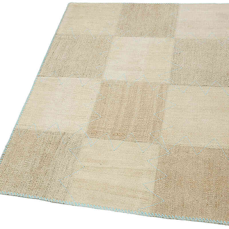 Alfombra Kilim de Cáñamo con Patchwork - 93 cm x 128 cm - K0070543