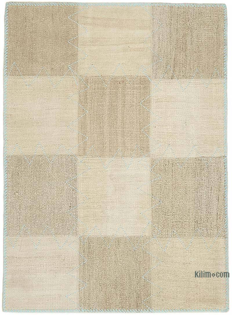 Alfombra Kilim de Cáñamo con Patchwork - 93 cm x 128 cm - K0070543