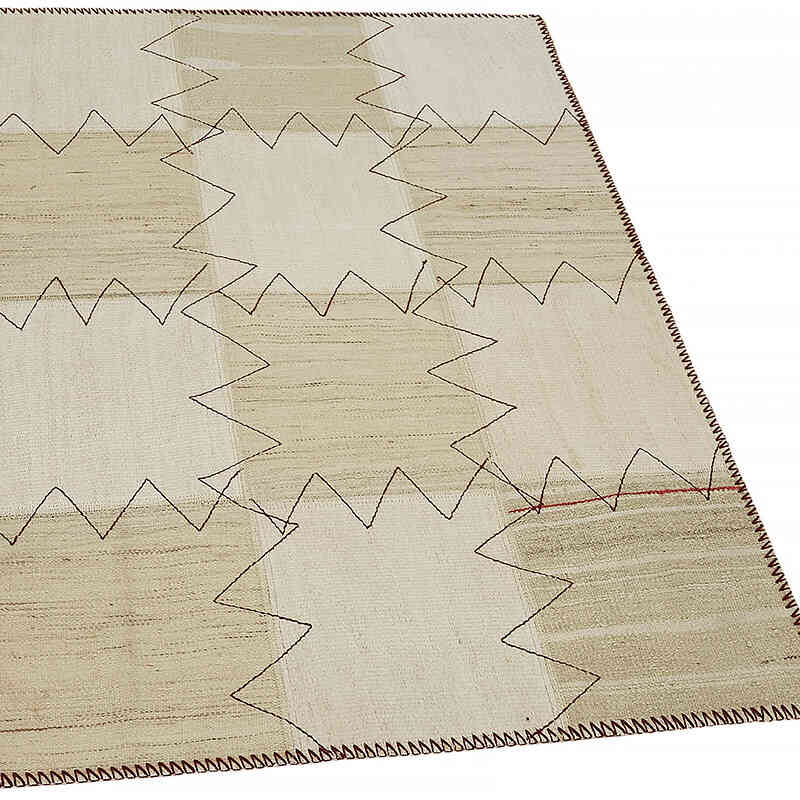 Alfombra Kilim de Cáñamo con Patchwork - 93 cm x 128 cm - K0070551