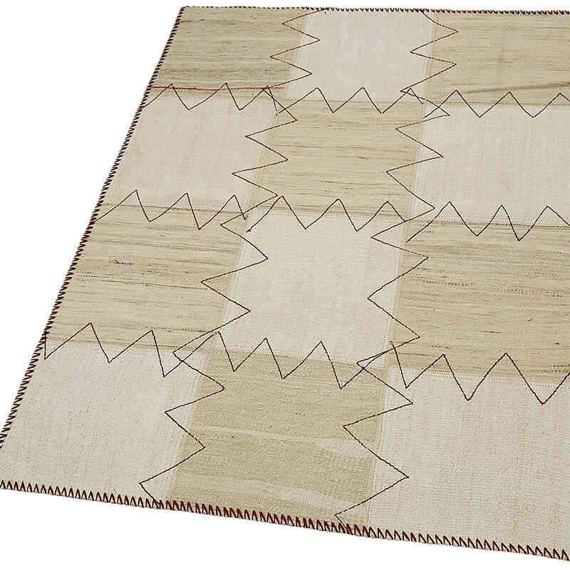 Alfombra Kilim de Cáñamo con Patchwork - 93 cm x 128 cm - K0070551