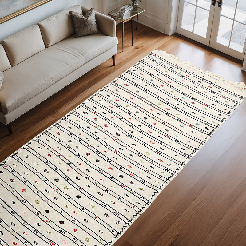 Vintage Anatolian Hemp Kilim Rug - 5' 5" x 10' 8" (65" x 128") - K0070575
