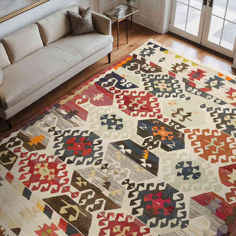 New Turkish Handwoven Kilim Rug - 9' 2" x 11' 2" (110" x 134") - K0070737