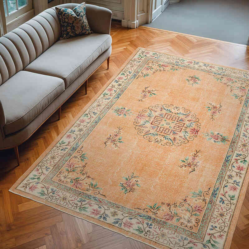 Alfombra Vintage Turca Anudada a Mano - 213 cm x 297 cm - K0070795