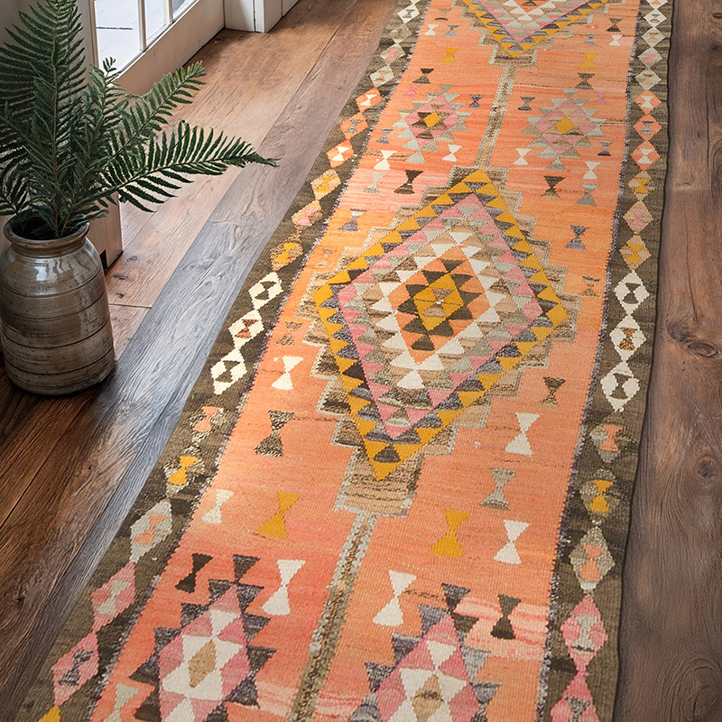 Alfombra Kilim Tribal Vintage - 95 cm x 350 cm - K0070912