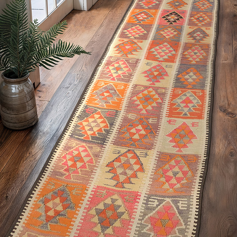 Alfombra Kilim Tribal Vintage - 94 cm x 350 cm - K0070915