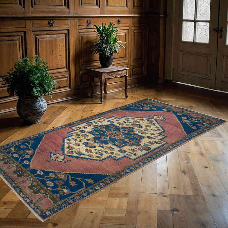 Alfombra Vintage Turca Anudada a Mano - 127 cm x 261 cm - K0070984