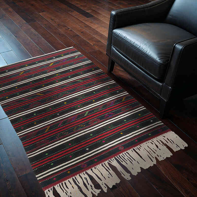 Alfombra Vintage Kilim Turca - 110 cm x 155 cm - K0071005