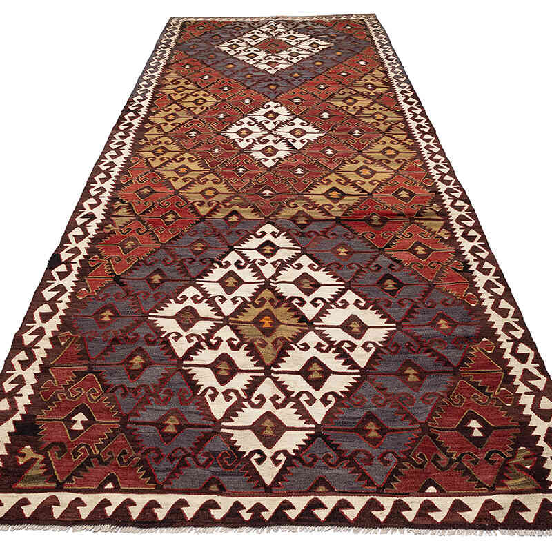 Vintage Sivrihisar Kilim Rug - 5' 2" x 13'  (62" x 156") - K0071043