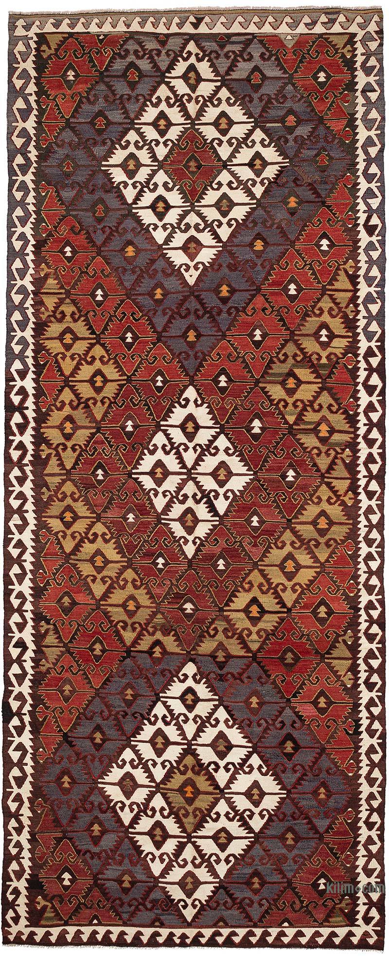 Vintage Sivrihisar Kilim Rug - 5' 2" x 13'  (62" x 156") - K0071043