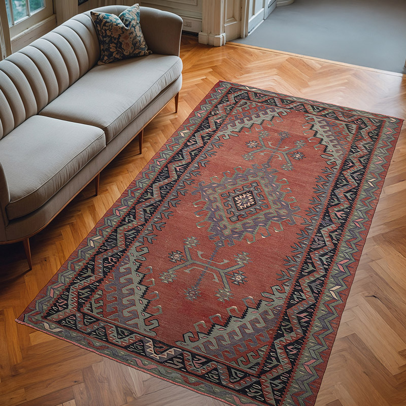 Vintage Oushak Kilim Rug - 5' 9" x 9' 9" (69" x 117") - K0071051