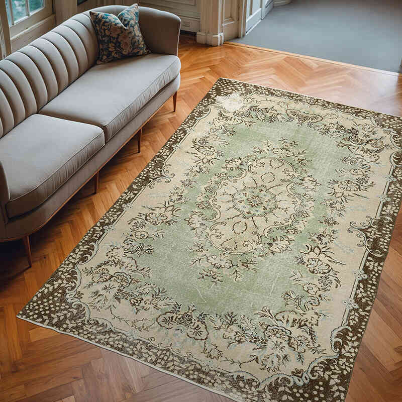 Alfombra Vintage Turca Anudada a Mano - 190 cm x 285 cm - K0071190