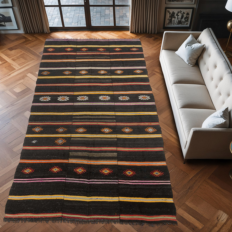 Vintage Anatolian Kilim Rug - 6' 3" x 12' 5" (75" x 149") - K0071193
