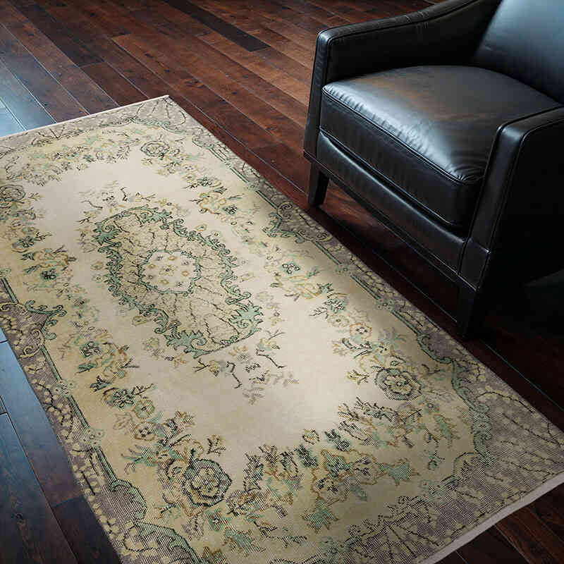 Alfombra Vintage Turca Anudada a Mano - 115 cm x 204 cm - K0071224