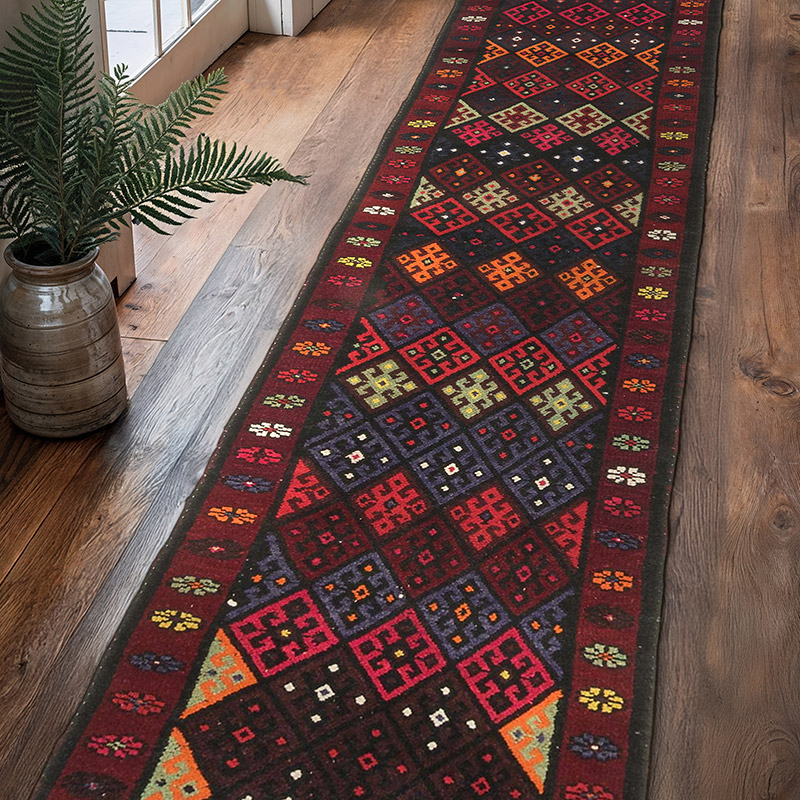 Vintage Tribal Runner Rug - 2' 11" x 13' 7" (35" x 163") - K0071226