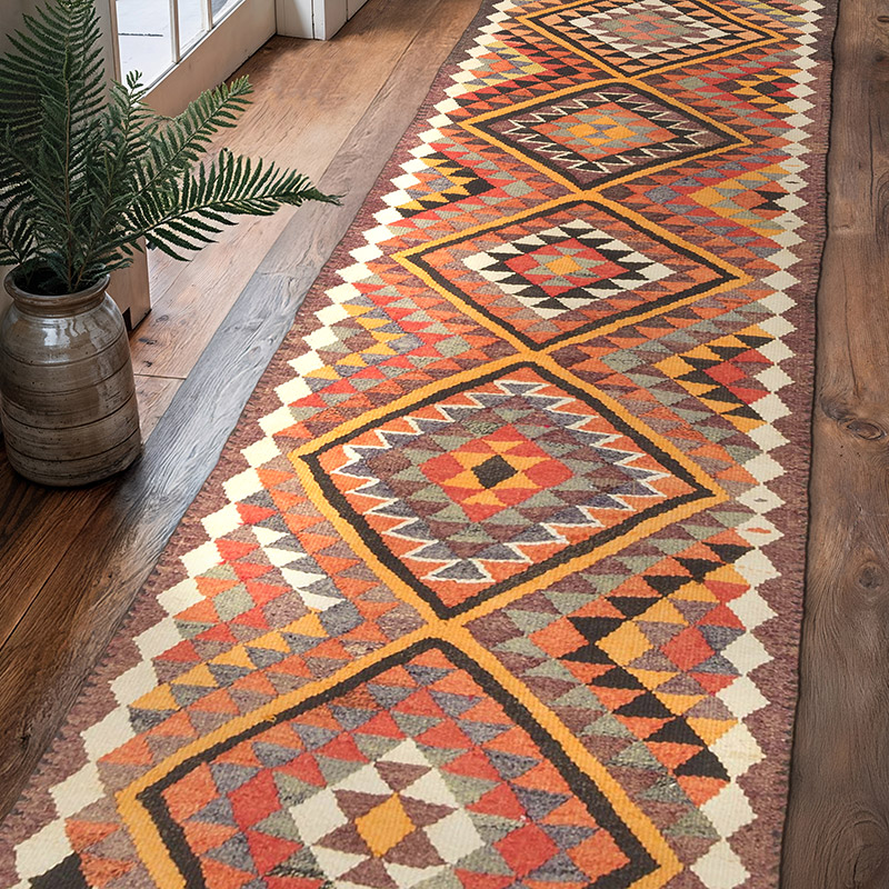 Vintage Tribal Kilim Runner - 2' 10" x 10' 2" (34" x 122") - K0071261