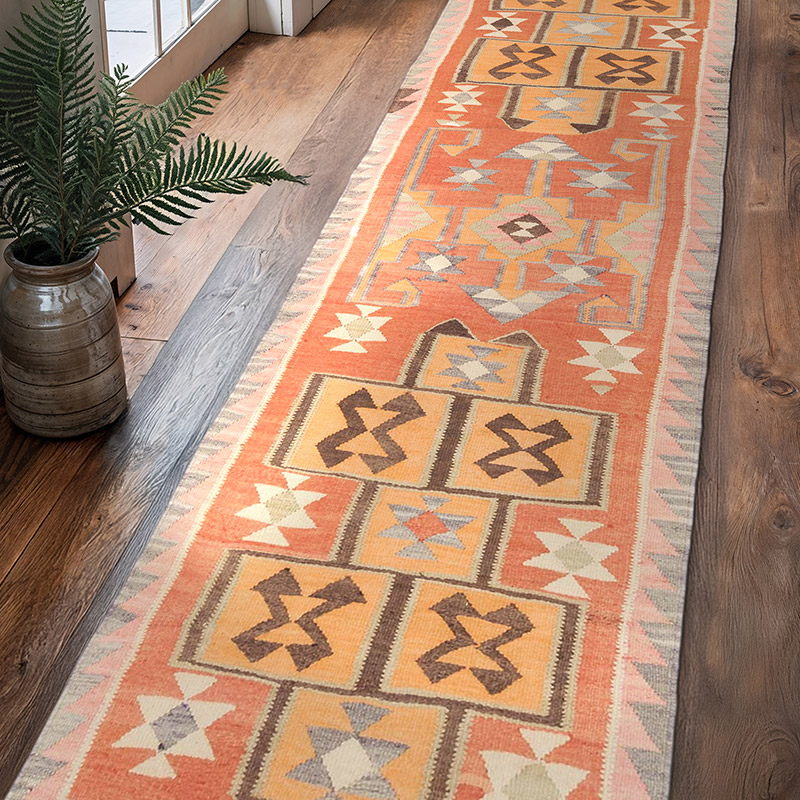 Alfombra Kilim Tribal Vintage - 90 cm x 345 cm - K0071267