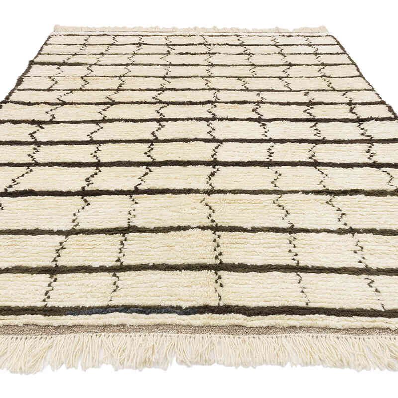 New Moroccan Style Hand-Knotted Tulu Rug - 6' 2" x 8' 10" (74" x 106") - K0071879