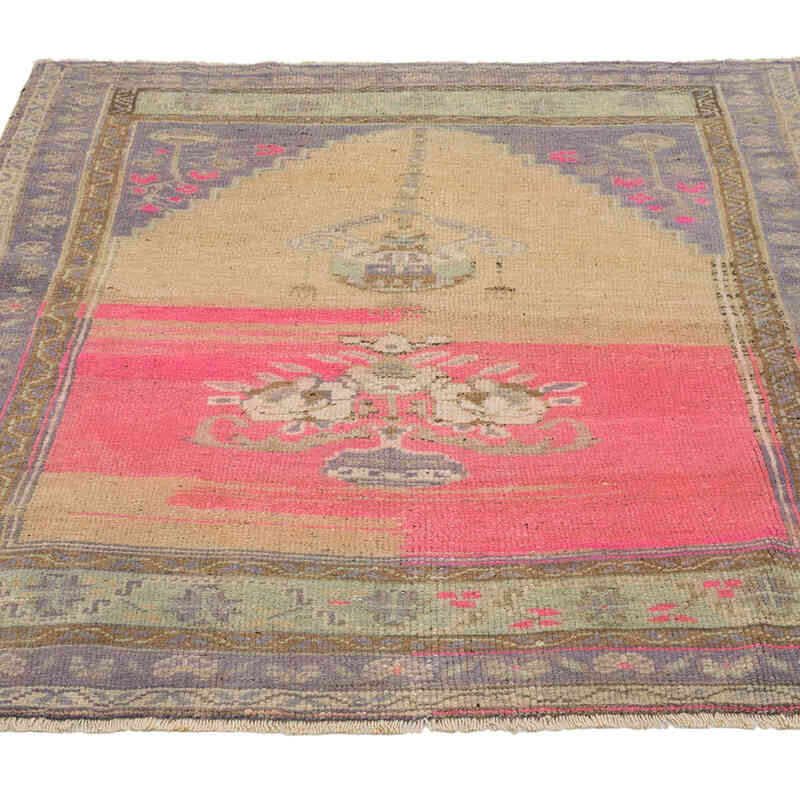 Alfombra Vintage Turca Anudada a Mano - 104 cm x 132 cm - K0072080