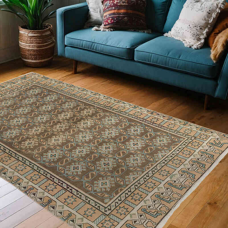El Dokuma Vintage Halı - 132 cm x 208 cm - K0072092