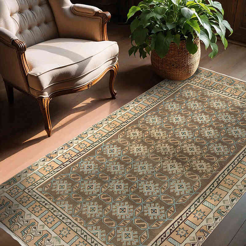 El Dokuma Vintage Halı - 132 cm x 208 cm - K0072092