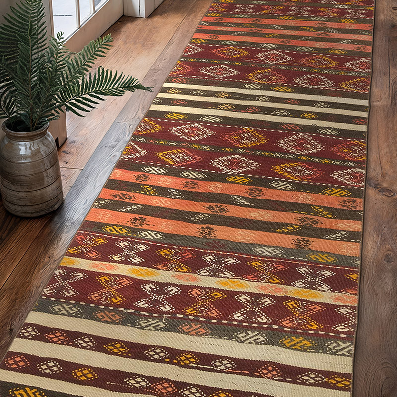 Alfombra Vintage Kilim Turca - 90 cm x 313 cm - K0072098