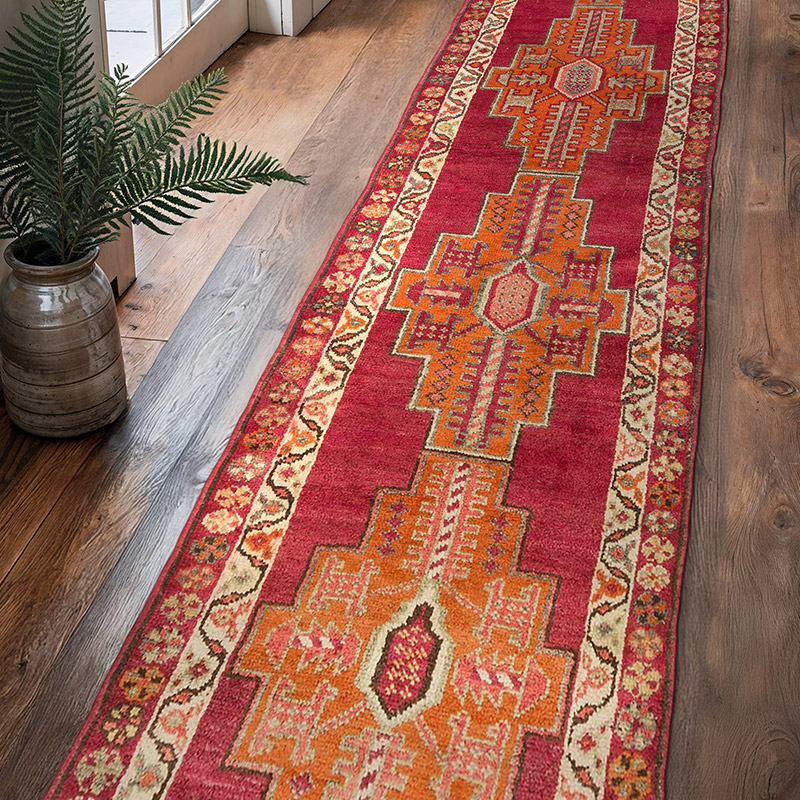 Alfombra Vintage de pasillo - 92 cm x 377 cm - K0072171