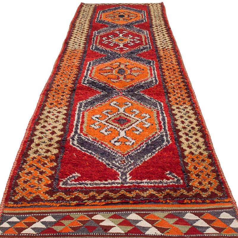 Vintage Tribal Runner Rug - 3' 1" x 11' 6" (37" x 138") - K0072172